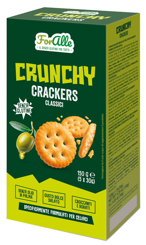 FORALLE CRUNCHY CRACKERS CLASSICI 5 BUSTINE X 30 G SENZA OLIO DI PALMA, GUSTO DOLCE SALATO - Farmacia De Pasquale