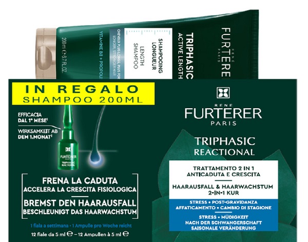RENE FURTERER TRIPHASIC REACTIONAL TRATTAMENTO 2 IN 1 ANTICADUTA E CRESCITA 12 FIALE DA 5 ML + ACTIVE GROW SHAMPOO 200 ML OMAGGIO - Farmacia De Pasquale