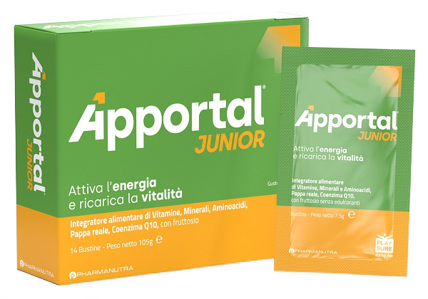 APPORTAL JUNIOR 14 BUSTINE DA 7,5 G GUSTO ARANCIA E PASSION FRUIT CON FRUTTOSIO SENZA GLUTINE SENZA LATTOSIO - Farmacia De Pasquale