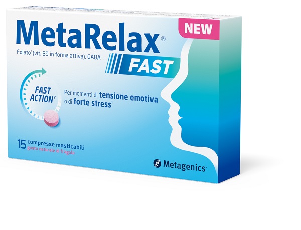 METARELAX FAST 15 COMPRESSE MASTICABILI GUSTO NATURALE DI FRAGOLA SENZA GLUTINE SENZA LATTOSIO CON EDULCORANTI - Farmacia De Pasquale