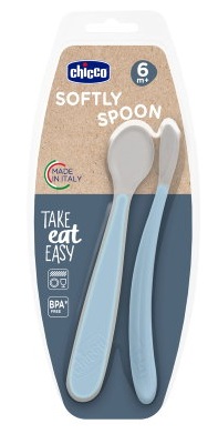 CHICCO CUCCHIAIO IN SILICONE DOPPIO AZZURRO 6M+ - Farmacia De Pasquale