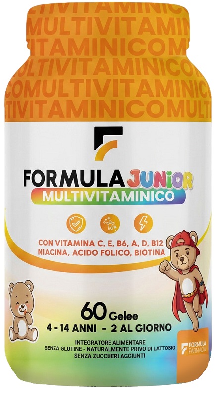 FORMULA MULTIVITAMINICO JUNIOR 60 GELEE FRAGOLA MELA VERDE ARANCIA LIMONE SENZA ZUCCHERI AGGIUNTI E GLUTINE - Farmacia De Pasquale