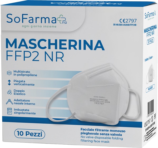 MASCHERINA FFP2 BIANCA 10 PEZZI SOFARMAPIU' - Farmacia De Pasquale