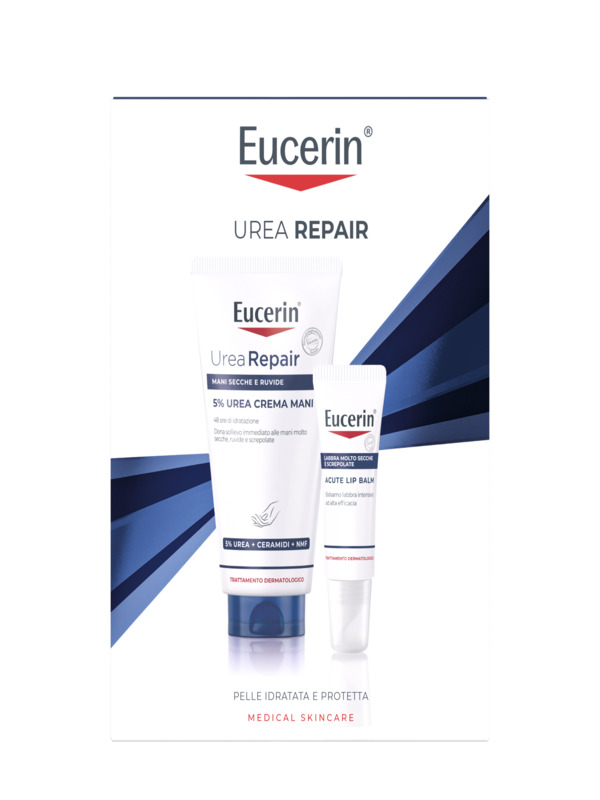 EUCERIN UREA REPAIR XMAS PACK 2026 UREA REPAIR 5% UREA CREMA MANI 75 ML + ACUTE LIP BALM 10 ML - Farmacia De Pasquale