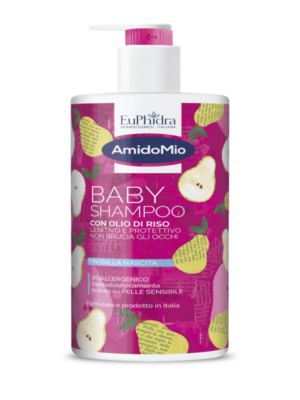 AMIDOMIO BABY SHAMPOO CON OLIO DI RISO LENITIVO E PROTETTIVO NON BRUCIA GLI OCCHI FIN DALLA NASCITA IPOALLERGENICO 750 ML - Farmacia De Pasquale