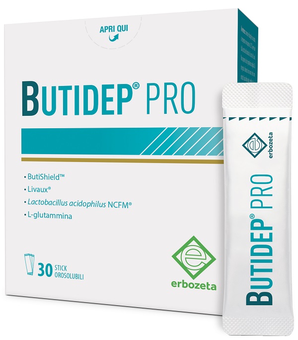 BUTIDEP PRO 30 STICK OROSOLUBILI DA 1,35 G SENZA GLUTINE NATURALMENTE PRIVO DI LATTOSIO - Farmacia De Pasquale