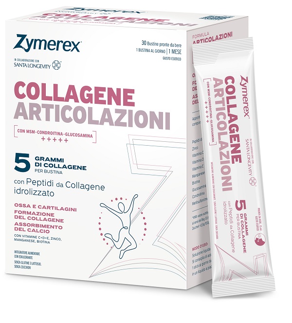 ZYMEREX COLLAGENE ARTICOLAZIONI 30 BUSTINE DA 15 ML CON EDULCORANTE SENZA GLUTINE SENZA LATTOSIO - Farmacia De Pasquale