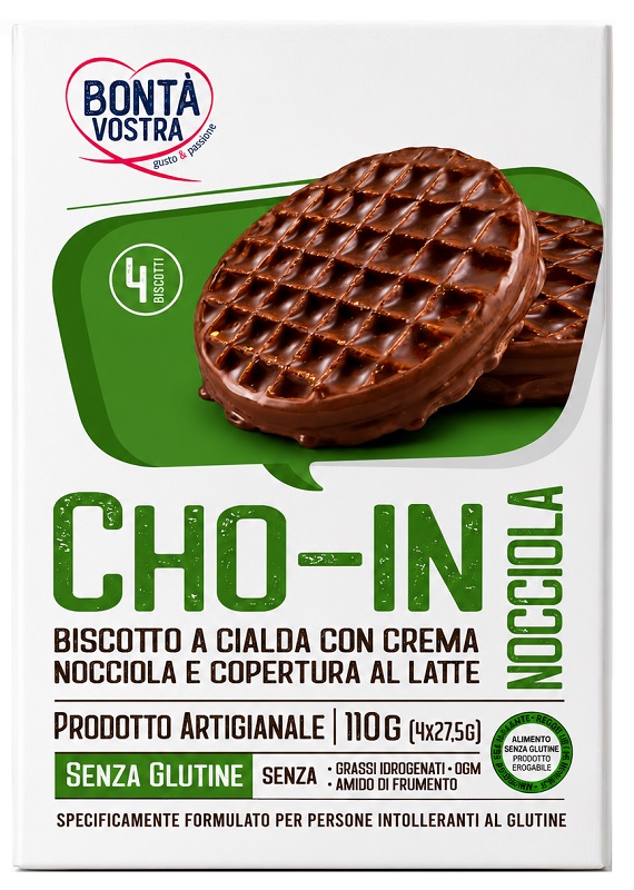 BONTA' VOSTRA CHO-IN NOCCIOLA BISCOTTI A CIALDA 4 PEZZI 27,5 G - Farmacia De Pasquale