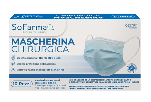 MASCHERINA CHIRURGICA HIGH PROTECTION MASK COLORE BLU 10 PEZZI - Farmacia De Pasquale