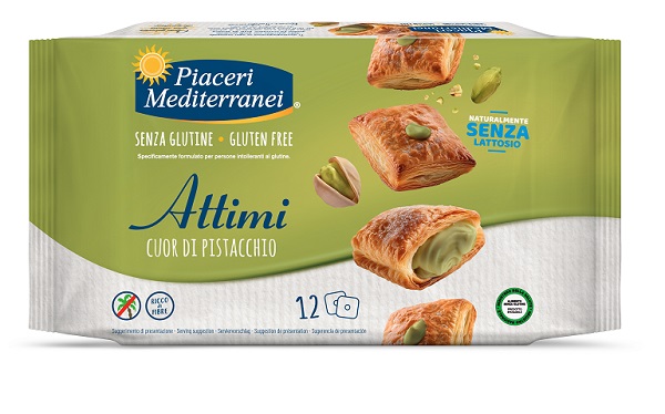 PIACERI MEDITERRANEI ATTIMI CUOR DI PISTACCHIO 12 PEZZI DA 10 G NATURALMENTE SENZA LATTOSIO - Farmacia De Pasquale