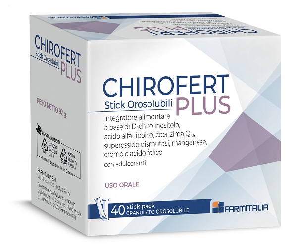 CHIROFERT PLUS 40 STICK PACK DA 2,3 G GRANULATO OROSOLUBILE CON EDULCORANTI SENZA GLUTINE NATURALMENTE PRIVO DI LATTOSIO - Farmacia De Pasquale
